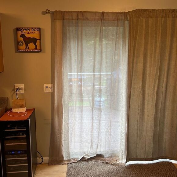 Home Brown Sheer Floor Length Plain Rod Pocket Curtain Set Of 2 - Picture 6 of 6